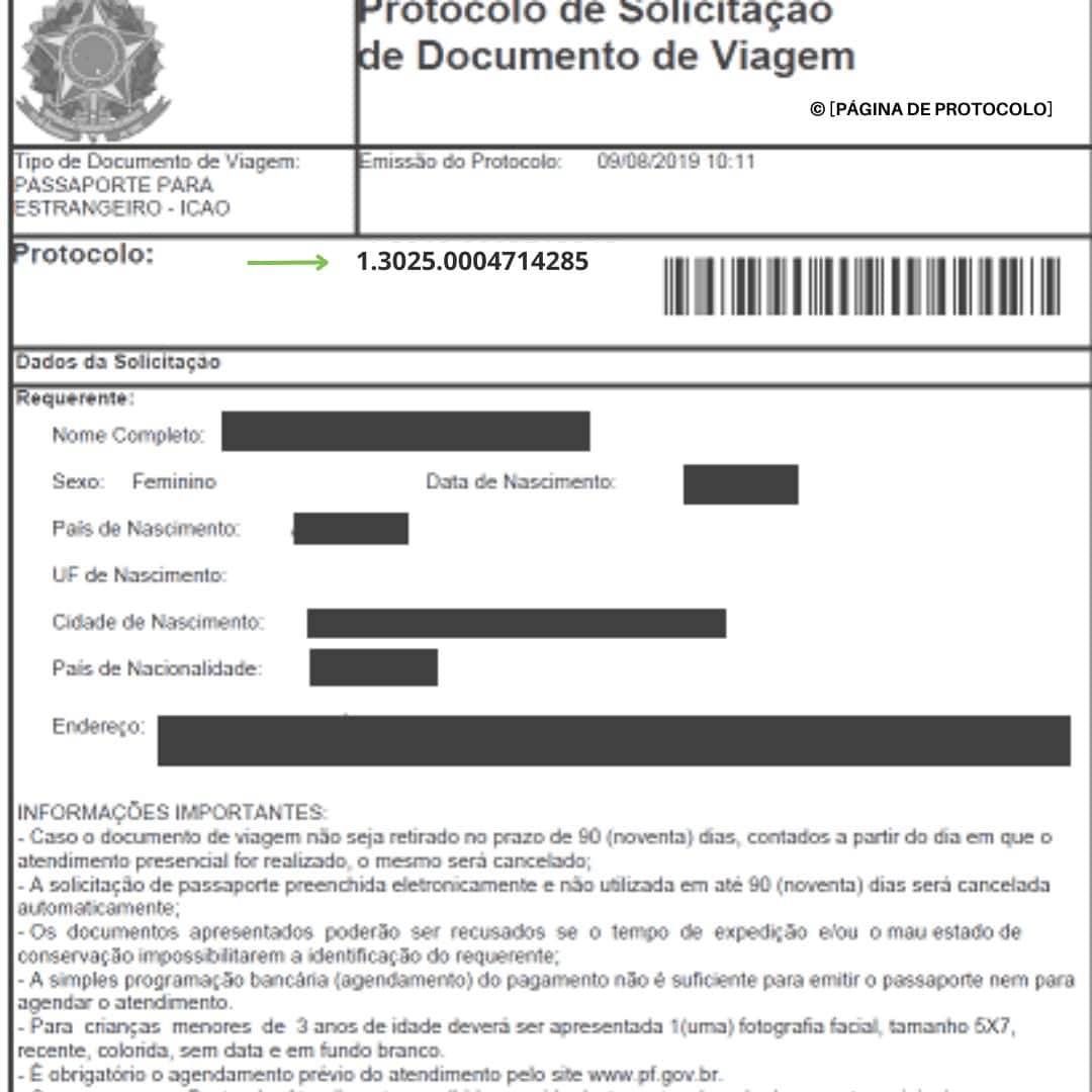 Protocolo do pedido de Passaporte Brasileiro Protocolo do pedido de Passaporte Brasileiro