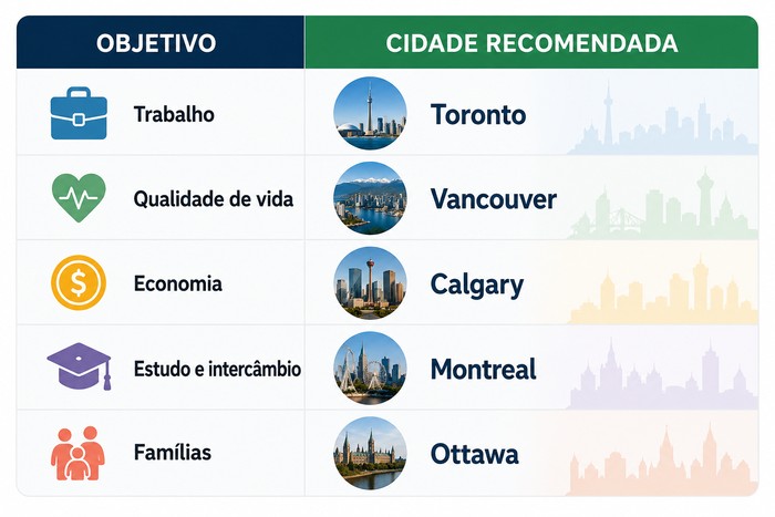 tabela de cidades canada